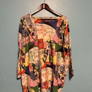 Colorful Graphic Art Print Women's Sweater